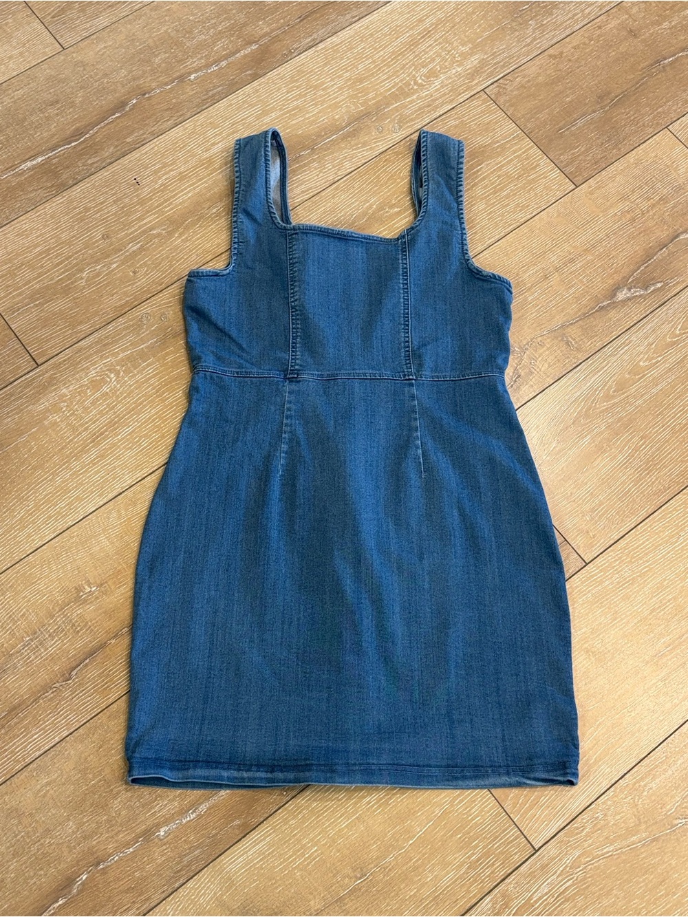 Blashe Denim Button Front Mini Dress XL Stretch Blue Jean Bodycon Sleeveless - Picture 3 of 8